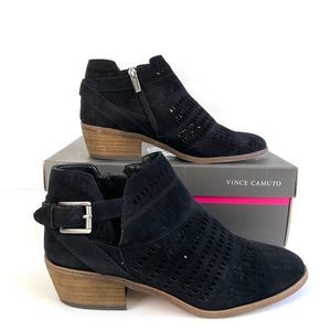 Vince Camuto Leather Suede Perforated Booties
